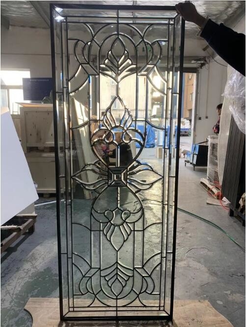 All Clear Bevel Decorative Glass Panel With Patina Caming For Entry Doors